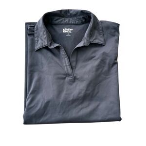Lands’ End Women’s Short Sleeve Rapid Dry Sport Neck Polo Shirt Large Grey